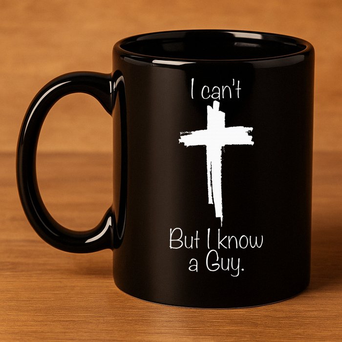 I Can't But I Know A Guy Jesus Cross Funny Christian 11oz C Handle Ceramic Mug