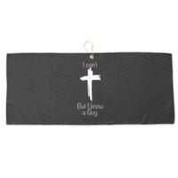 I Can't But I Know A Guy Jesus Cross Funny Christian Large Microfiber Waffle Golf Towel