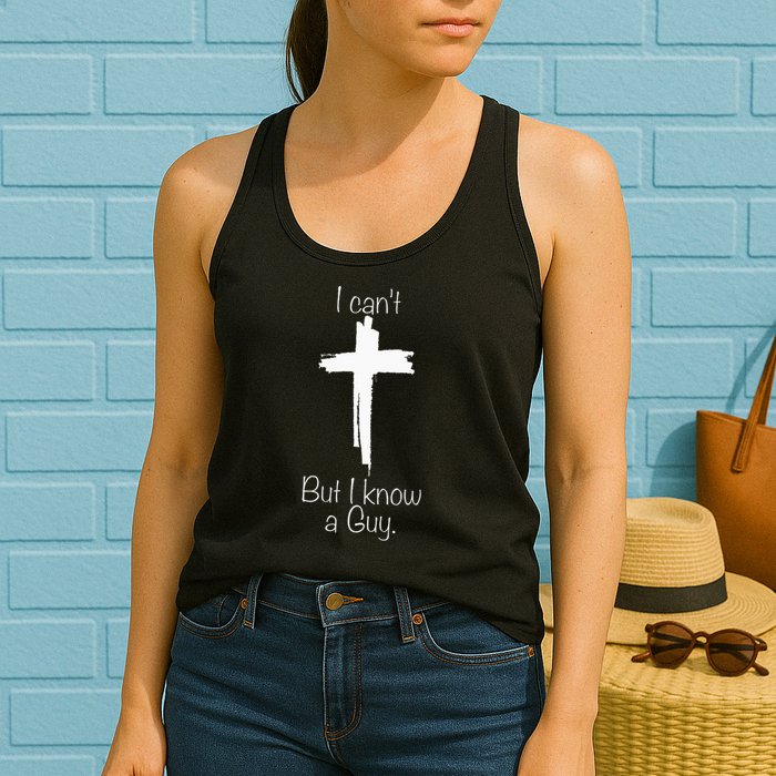 I Can't But I Know A Guy Jesus Cross Funny Christian Womens Tank Top