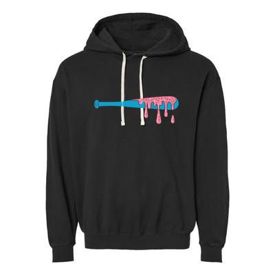 Ice Cream Baseball Bat With Baseball Sprinkles Drip Garment-Dyed Fleece Hoodie