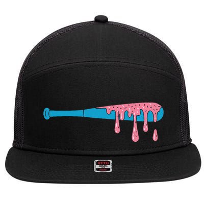 Ice Cream Baseball Bat With Baseball Sprinkles Drip 7 Panel Mesh Trucker Snapback Hat
