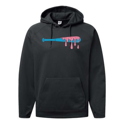 Ice Cream Baseball Bat With Baseball Sprinkles Drip Performance Fleece Hoodie