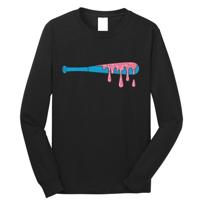 Ice Cream Baseball Bat With Baseball Sprinkles Drip Long Sleeve Shirt