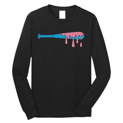 Ice Cream Baseball Bat With Baseball Sprinkles Drip Long Sleeve Shirt