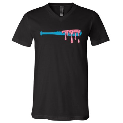 Ice Cream Baseball Bat With Baseball Sprinkles Drip V-Neck T-Shirt