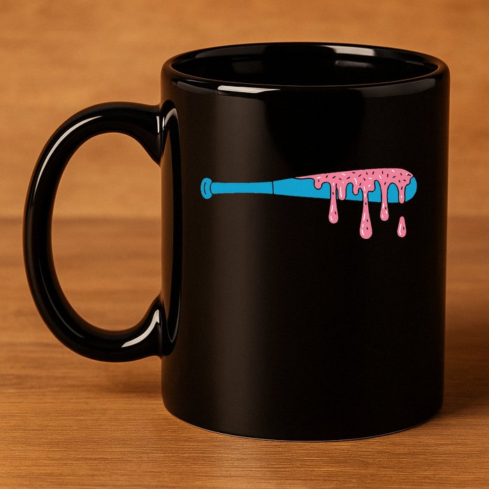 Ice Cream Baseball Bat With Baseball Sprinkles Drip 11oz C Handle Ceramic Mug