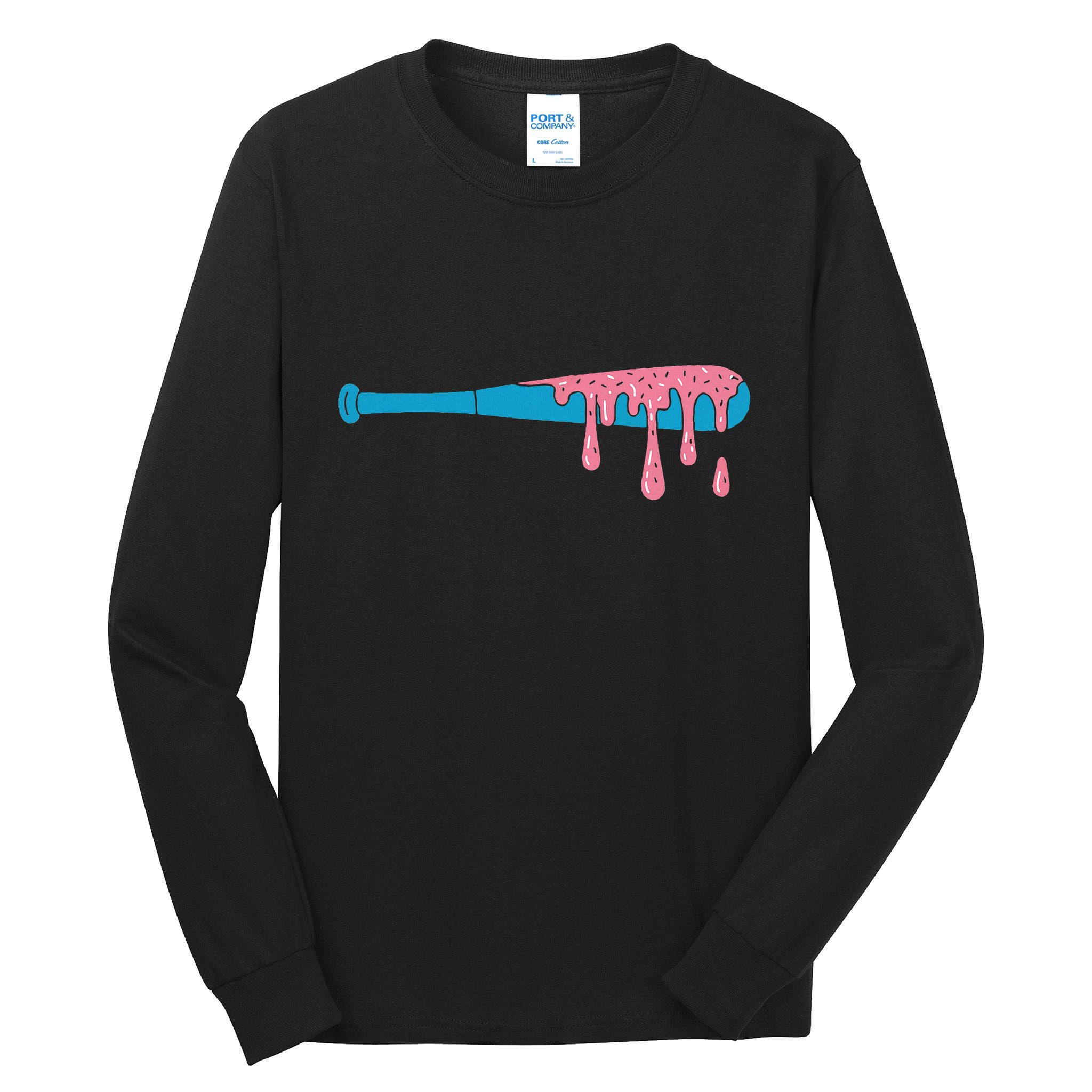 Ice Cream Baseball Bat With Baseball Sprinkles Drip Tall Long Sleeve T-Shirt