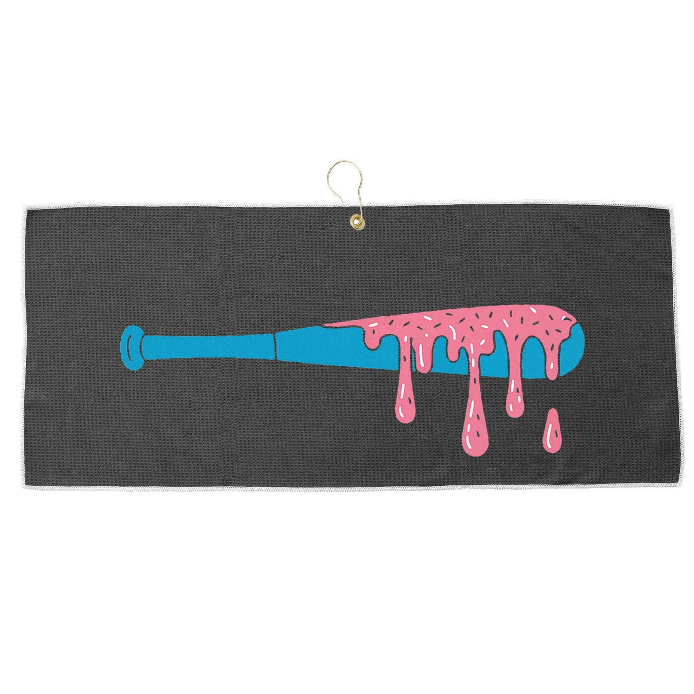 Ice Cream Baseball Bat With Baseball Sprinkles Drip Large Microfiber Waffle Golf Towel