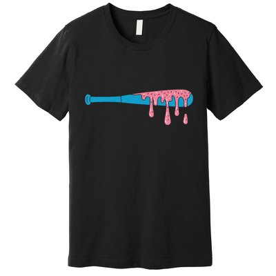 Ice Cream Baseball Bat With Baseball Sprinkles Drip Premium T-Shirt
