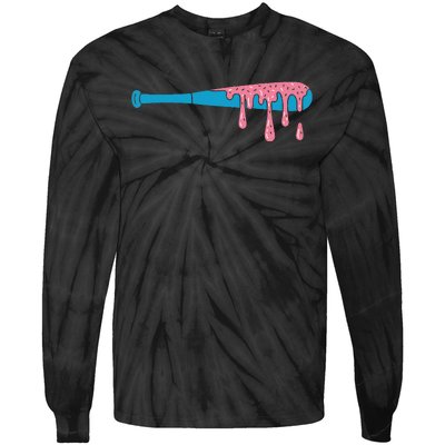 Ice Cream Baseball Bat With Baseball Sprinkles Drip Tie-Dye Long Sleeve Shirt