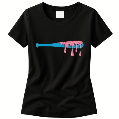 Ice Cream Baseball Bat With Baseball Sprinkles Drip Womens T-Shirt