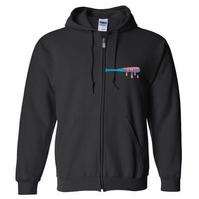 Ice Cream Baseball Bat With Baseball Sprinkles Drip Full Zip Hoodie