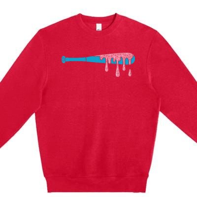 Ice Cream Baseball Bat With Baseball Sprinkles Drip Premium Crewneck Sweatshirt