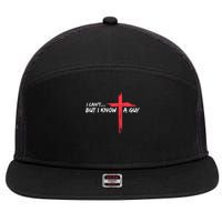 I Can't But I Know A Guy Jesus Cross Funny Christian 7 Panel Mesh Trucker Snapback Hat