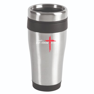 I Can't But I Know A Guy Jesus Cross Funny Christian 16oz Travel Tumbler