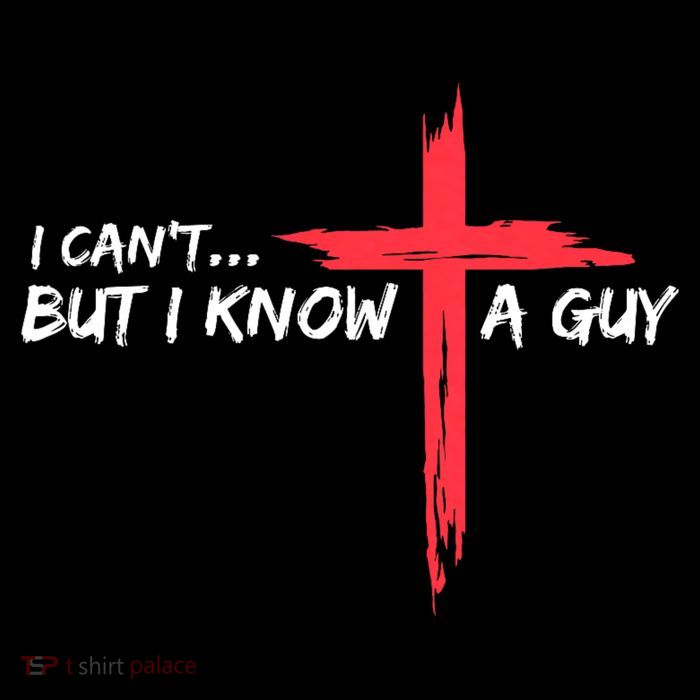 I Can't But I Know A Guy Jesus Cross Funny Christian Sustainable Knit Beanie