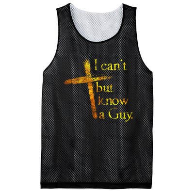 I Cant But I Know A Guy Jesus Cross Funny Christian Mesh Reversible Basketball Jersey Tank