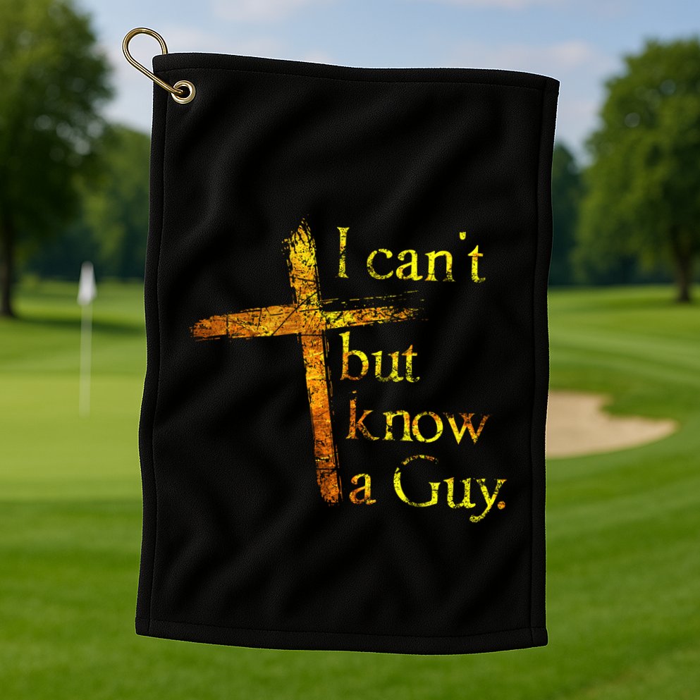 I Cant But I Know A Guy Jesus Cross Funny Christian Golf Towel