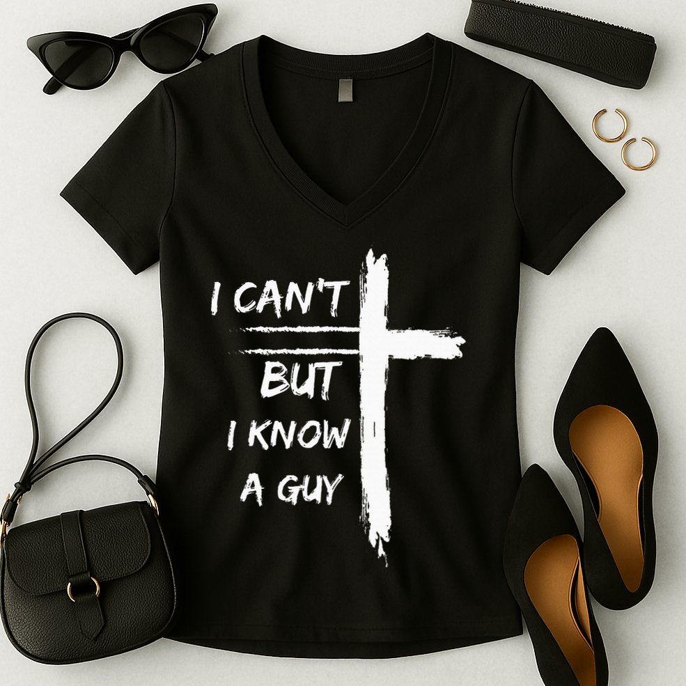 I Can't But I Know A Guy Funny Women's V-Neck T-Shirt