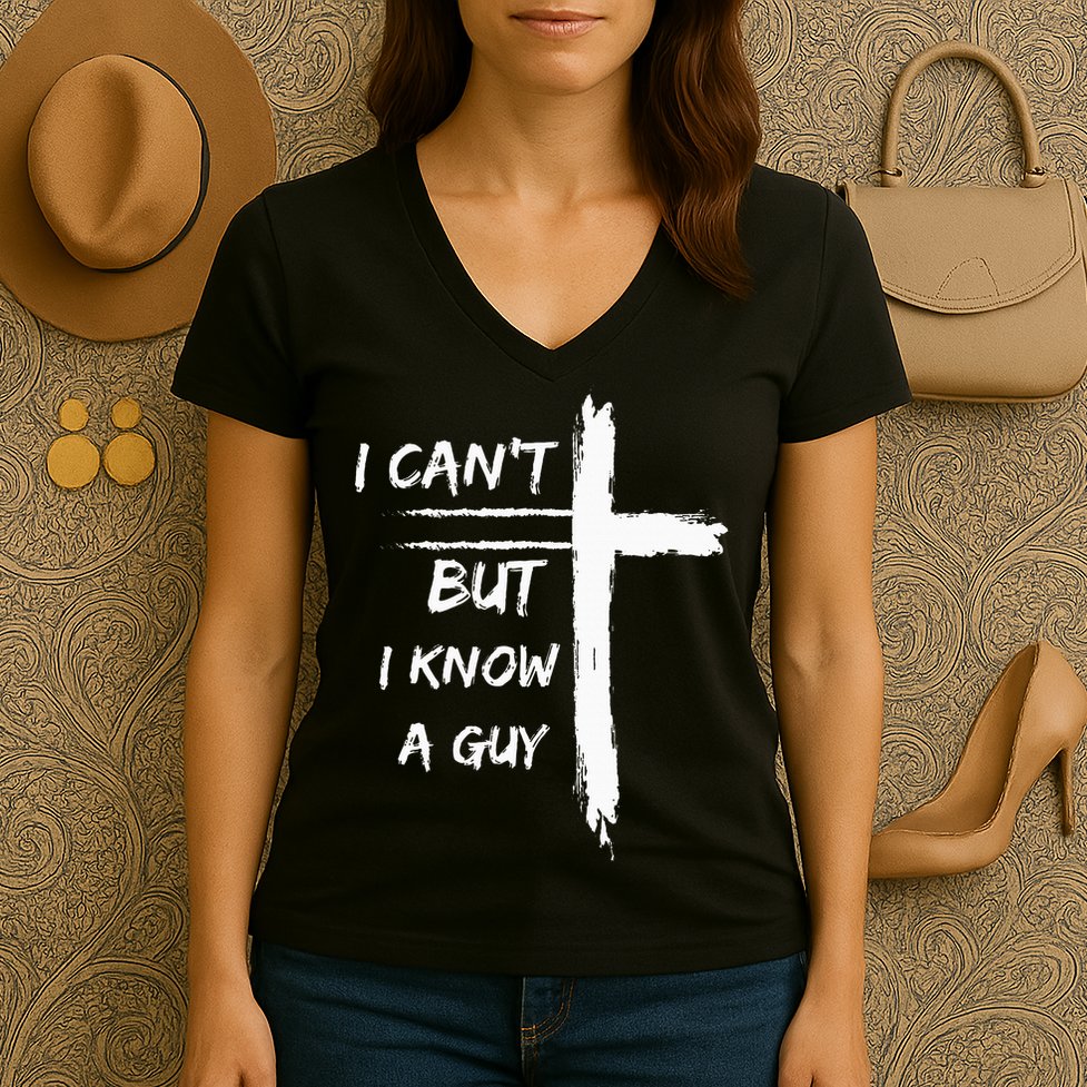 I Can't But I Know A Guy Funny Women's V-Neck T-Shirt