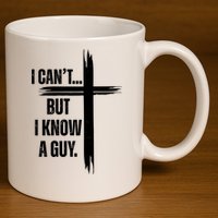 I Cant But I Know A Guy Christian Faith Cross 11oz C Handle Ceramic Mug
