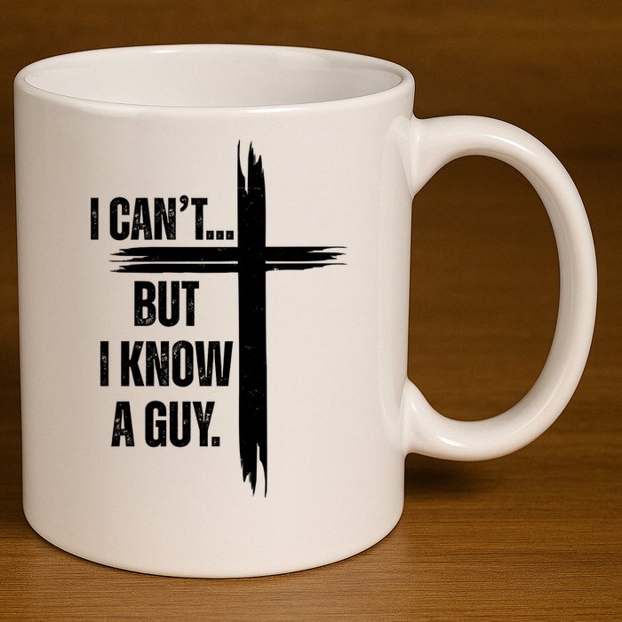I Cant But I Know A Guy Christian Faith Cross 11oz C Handle Ceramic Mug