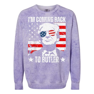 IM Coming Back To Butler Trump Fight Vote Trump President Colorblast Crewneck Sweatshirt