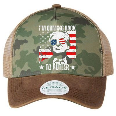 IM Coming Back To Butler Trump Fight Vote Trump President Legacy Tie Dye Trucker Hat