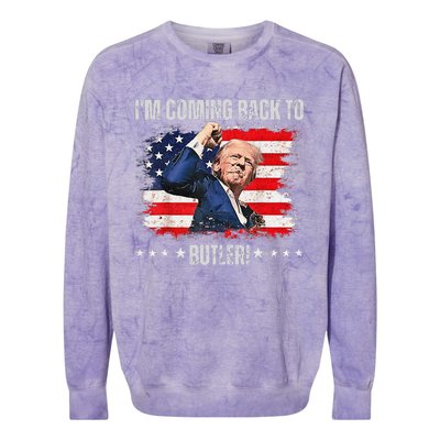 IM Coming Back To Butler Trump Fight Vote Trump President Colorblast Crewneck Sweatshirt