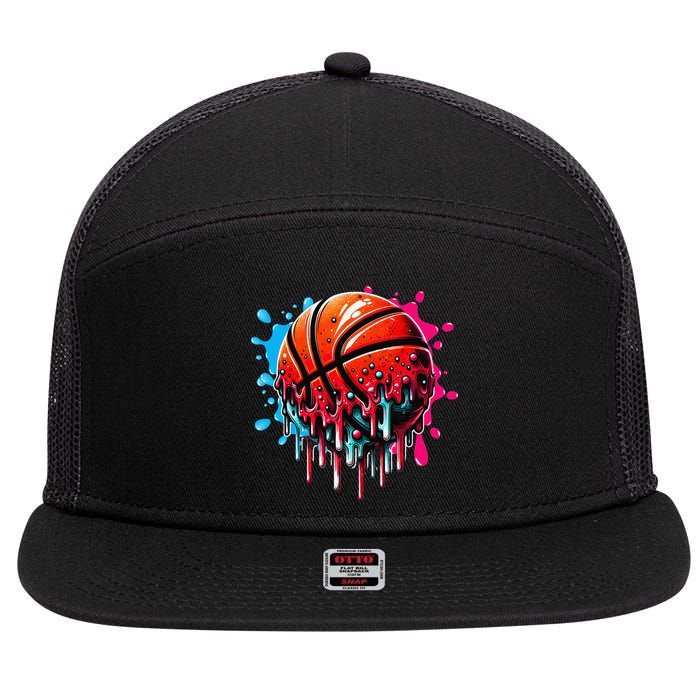 Ice Cream Basketball Drip Basketball Stuff 7 Panel Mesh Trucker Snapback Hat