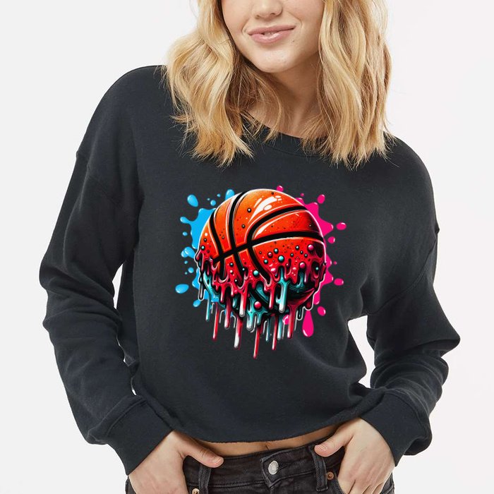 Ice Cream Basketball Drip Basketball Stuff Cropped Pullover Crew