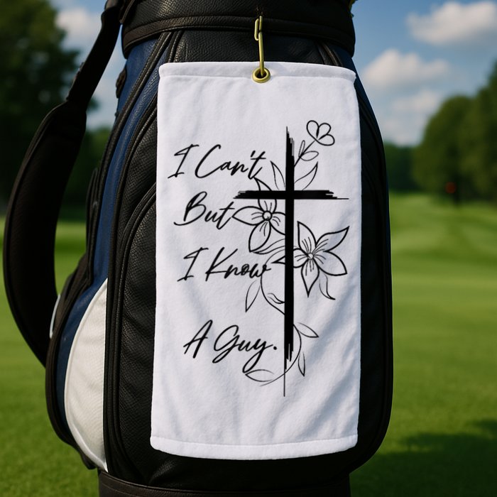 I Cant But I Know A Guy Jesus Cross Funny Christian God Golf Towel