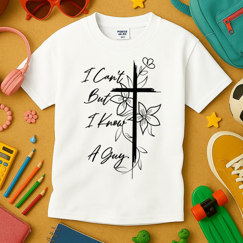 I Cant But I Know A Guy Jesus Cross Funny Christian God Kids T-Shirt