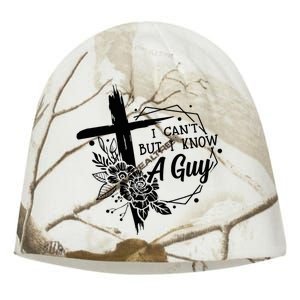 I Cant But I Know A Guy Jesus Cross Funny Christian Kati - Camo Knit Beanie