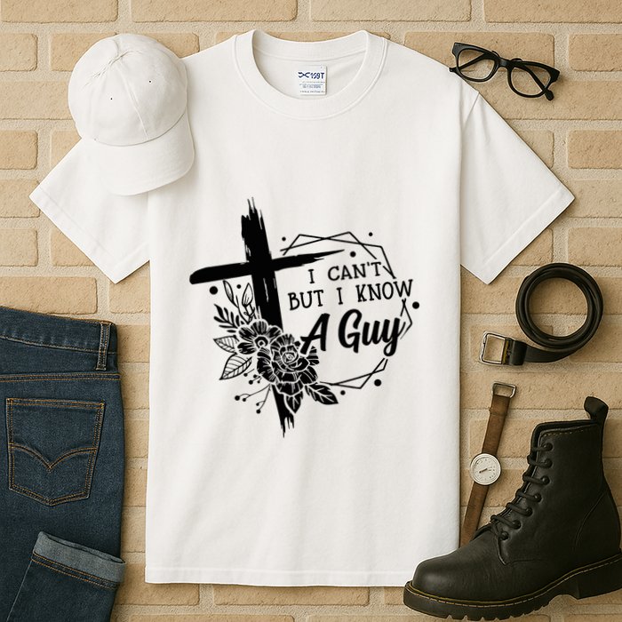 I Cant But I Know A Guy Jesus Cross Funny Christian Tall T-Shirt