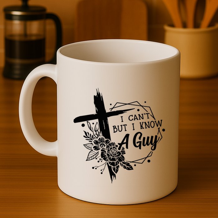 I Cant But I Know A Guy Jesus Cross Funny Christian Mug