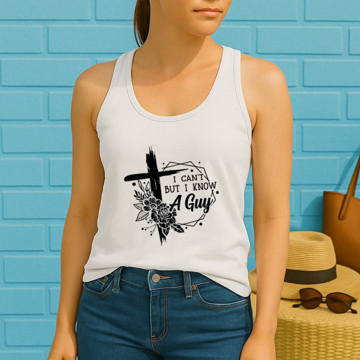 I Cant But I Know A Guy Jesus Cross Funny Christian Womens Tank Top