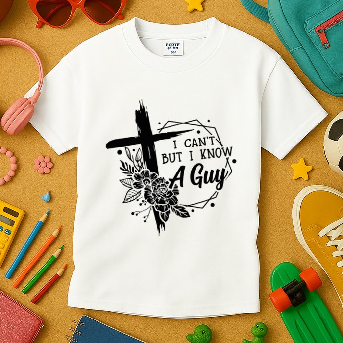 I Cant But I Know A Guy Jesus Cross Funny Christian Kids T-Shirt