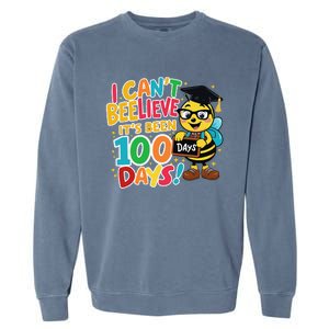 I CanT Believe Its Been 100 Days Funny Bee 100th Day School Garment-Dyed Sweatshirt