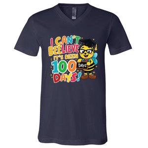 I CanT Believe Its Been 100 Days Funny Bee 100th Day School V-Neck T-Shirt