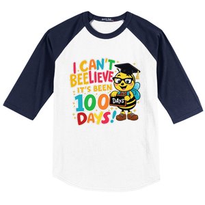 I CanT Believe Its Been 100 Days Funny Bee 100th Day School Baseball Sleeve Shirt