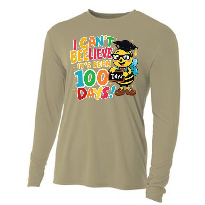 I CanT Believe Its Been 100 Days Funny Bee 100th Day School Cooling Performance Long Sleeve Crew