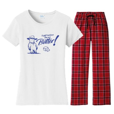 I CanT Believe IM Not Butter Funny Cute Teddy Bear Vintage Women's Flannel Pajama Set