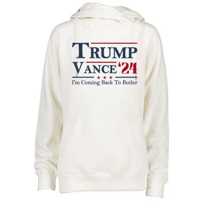 IM Coming Back To Butler Trump Vance 2024 Trump Jd Vance 24 Womens Funnel Neck Pullover Hood