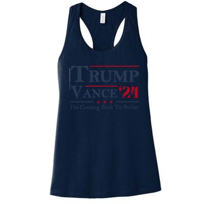 IM Coming Back To Butler Trump Vance 2024 Trump Jd Vance 24 Women's Racerback Tank