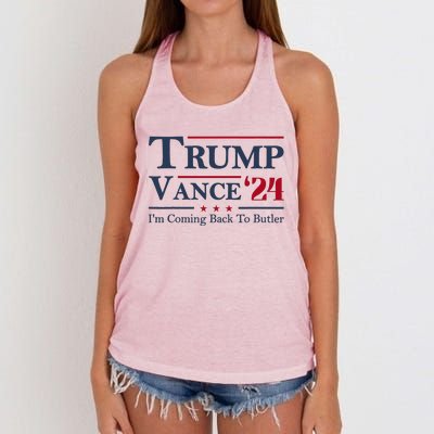 IM Coming Back To Butler Trump Vance 2024 Trump Jd Vance 24 Women's Knotted Racerback Tank