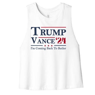 IM Coming Back To Butler Trump Vance 2024 Trump Jd Vance 24 Women's Racerback Cropped Tank