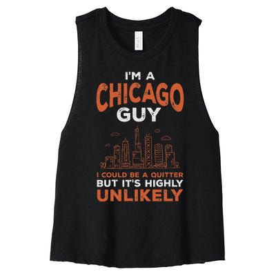 Illinois Could Be A Quitter But Highly Unlikely Chicago Women's Racerback Cropped Tank