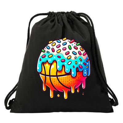 Ice Cream Basketball Drip Boy Girl Basketball Stuff  Drawstring Bag