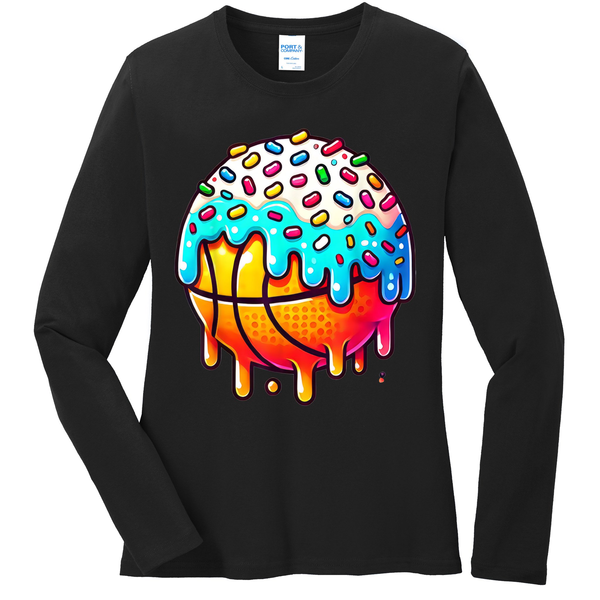 Ice Cream Basketball Drip Boy Girl Basketball Stuff  Ladies Long Sleeve Shirt